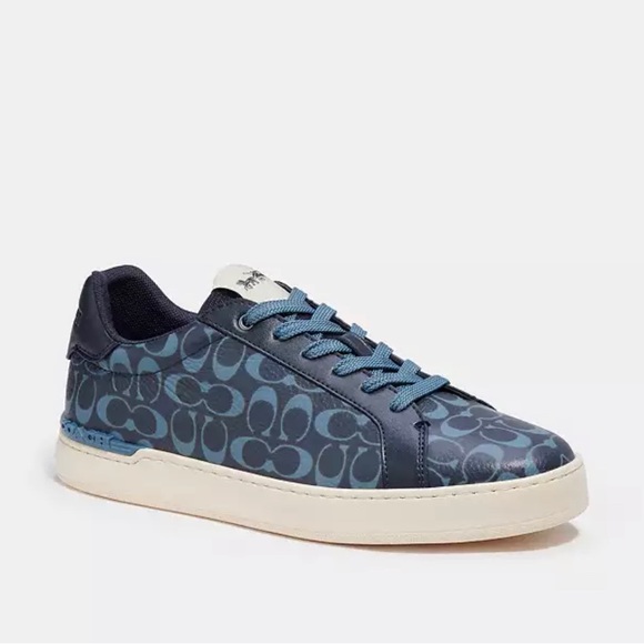 New Coach Men's Shoes Size 8 Midnight Navy Clip Low Top Sneaker Signature - Picture 1 of 6
